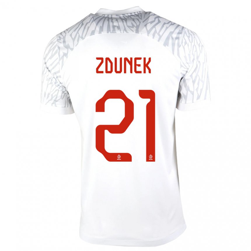 Hombre Camiseta Polonia Emilia Zdunek #21 Blanco 1ª Equipación 22-24 La Camisa