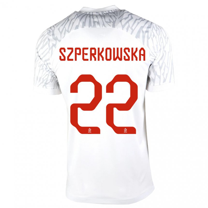 Hombre Camiseta Polonia Oliwia Szperkowska #22 Blanco 1ª Equipación 22-24 La Camisa