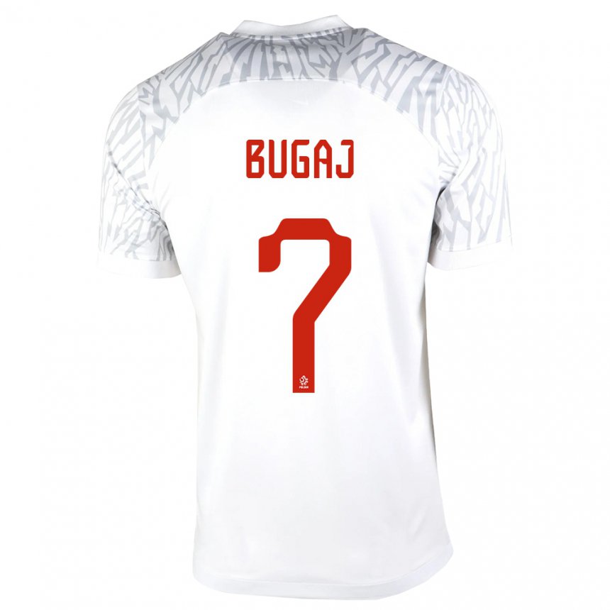 Hombre Camiseta Polonia Dawid Bugaj #7 Blanco 1ª Equipación 22-24 La Camisa