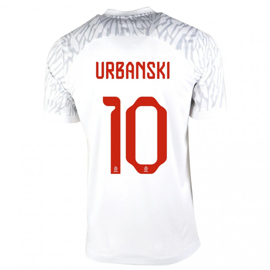 Hombre Camiseta Polonia Kacper Urbanski #10 Blanco 1ª Equipación 22-24 La Camisa