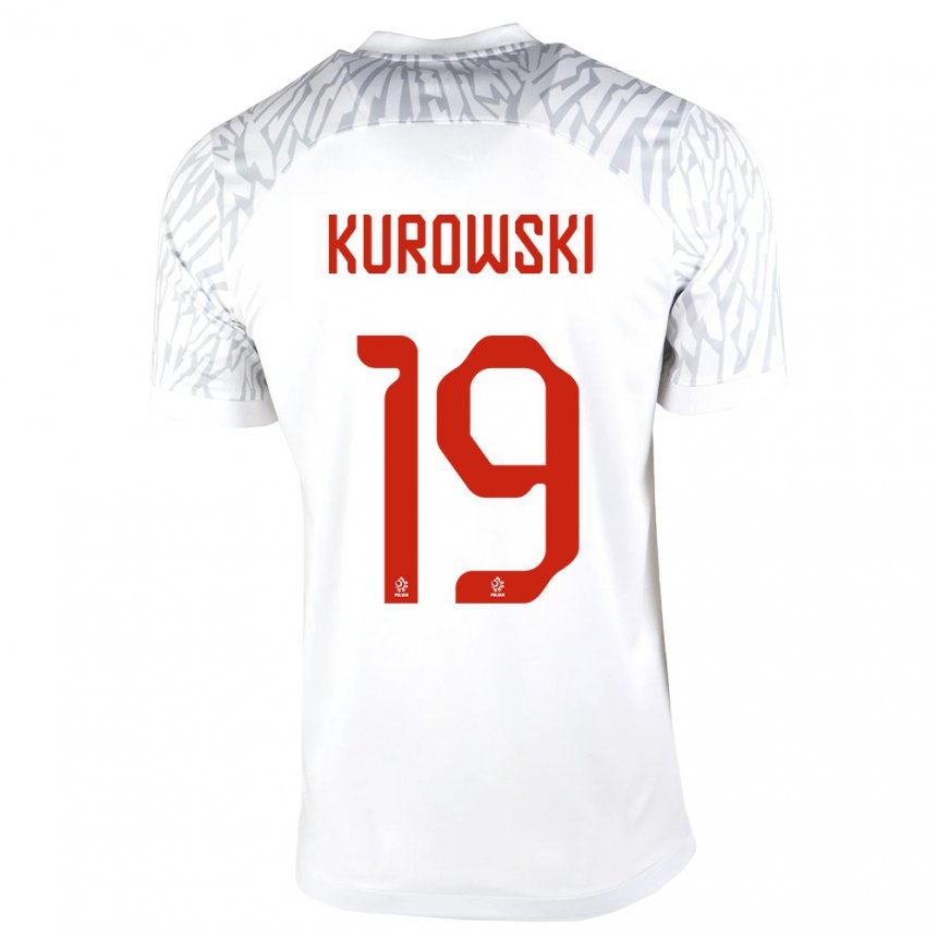 Hombre Camiseta Polonia Milosz Kurowski #19 Blanco 1ª Equipación 22-24 La Camisa