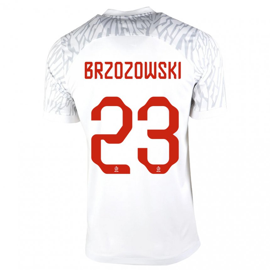 Hombre Camiseta Polonia Milosz Brzozowski #23 Blanco 1ª Equipación 22-24 La Camisa