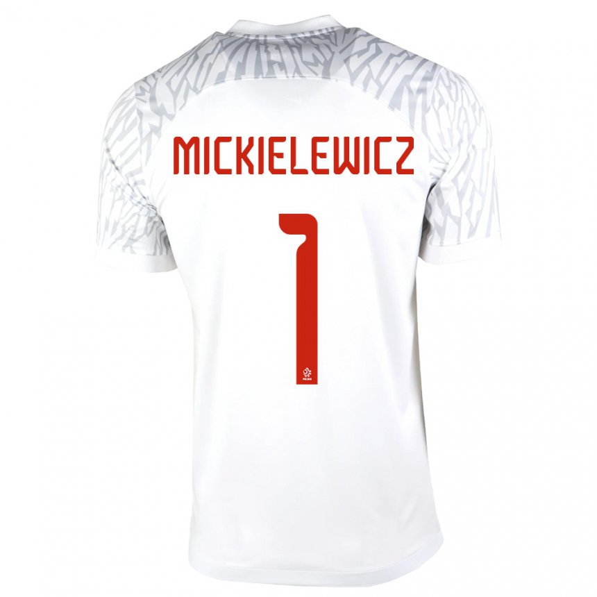 Hombre Camiseta Polonia Aleksander Mickielewicz #1 Blanco 1ª Equipación 22-24 La Camisa