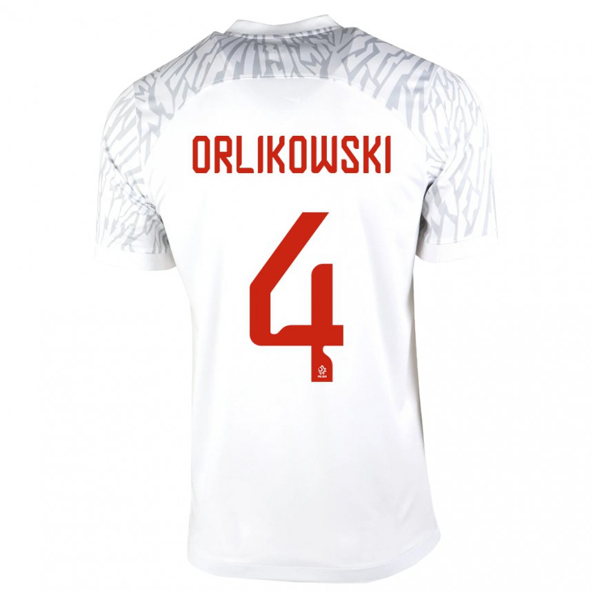 Hombre Camiseta Polonia Igor Orlikowski #4 Blanco 1ª Equipación 22-24 La Camisa