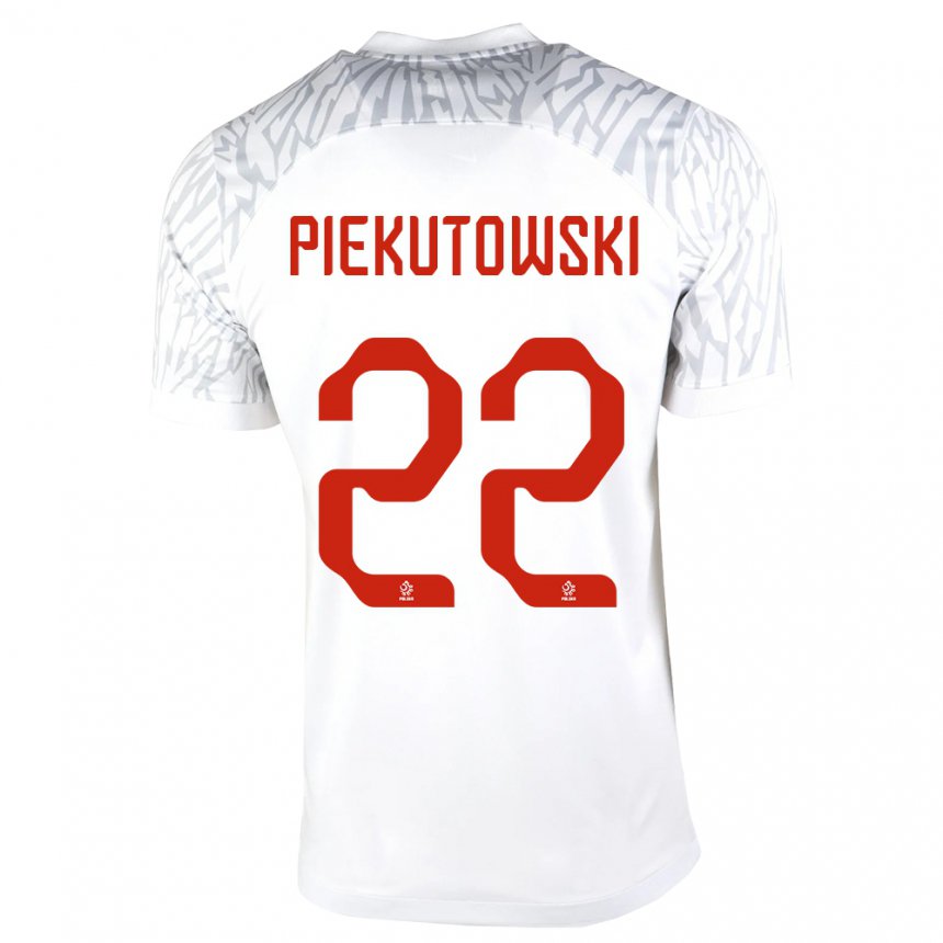 Hombre Camiseta Polonia Milosz Piekutowski #22 Blanco 1ª Equipación 22-24 La Camisa