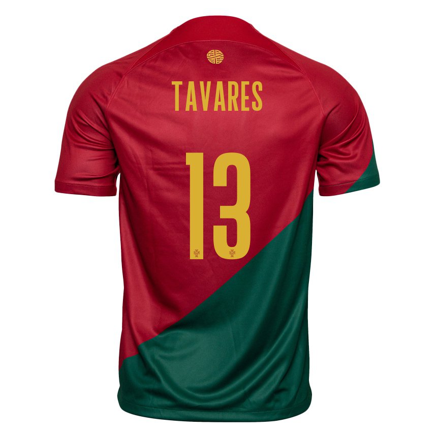 Hombre Camiseta Portugal Nuno Tavares #13 Rojo Verde 1ª Equipación 22-24 La Camisa
