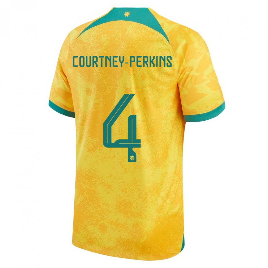 Hombre Camiseta Australia Jordan Courtney Perkins #4 Dorado 1ª Equipación 22-24 La Camisa