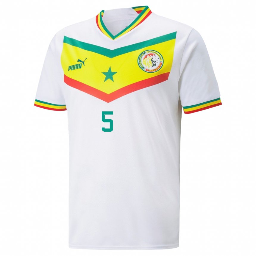 Hombre Camiseta Senegal Ndeye Ndiaye Kane #5 Blanco 1ª Equipación 22-24 La Camisa