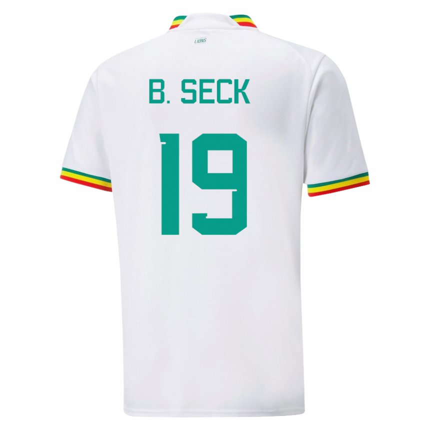 Hombre Camiseta Senegal Bineta Korkel Seck #19 Blanco 1ª Equipación 22-24 La Camisa