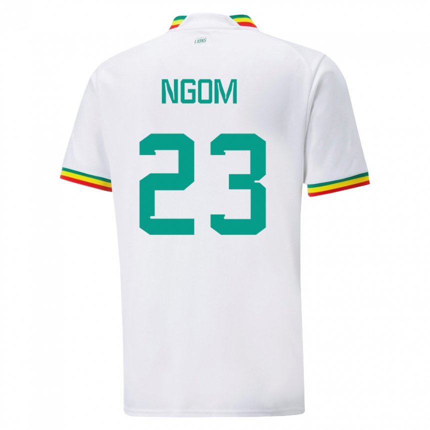 Hombre Camiseta Senegal Astou Ngom #23 Blanco 1ª Equipación 22-24 La Camisa