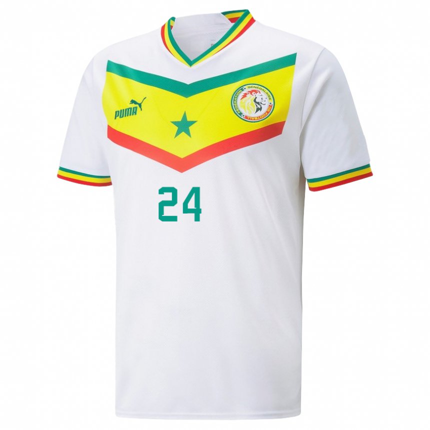 Hombre Camiseta Senegal Coumba Sylla Mbodji #24 Blanco 1ª Equipación 22-24 La Camisa