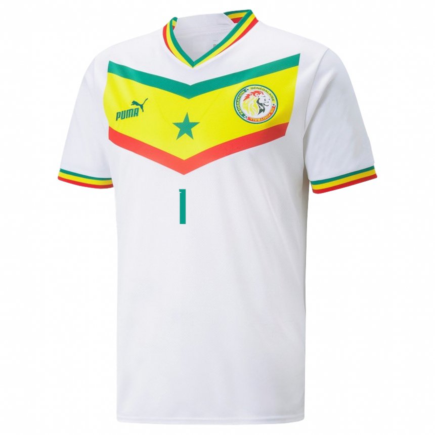 Hombre Camiseta Senegal Cheikh Sarr #1 Blanco 1ª Equipación 22-24 La Camisa