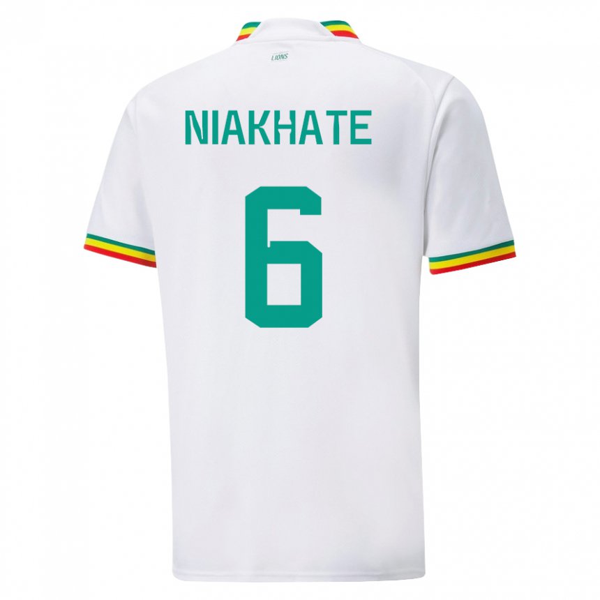 Hombre Camiseta Senegal Niakhate N Diaye #6 Blanco 1ª Equipación 22-24 La Camisa