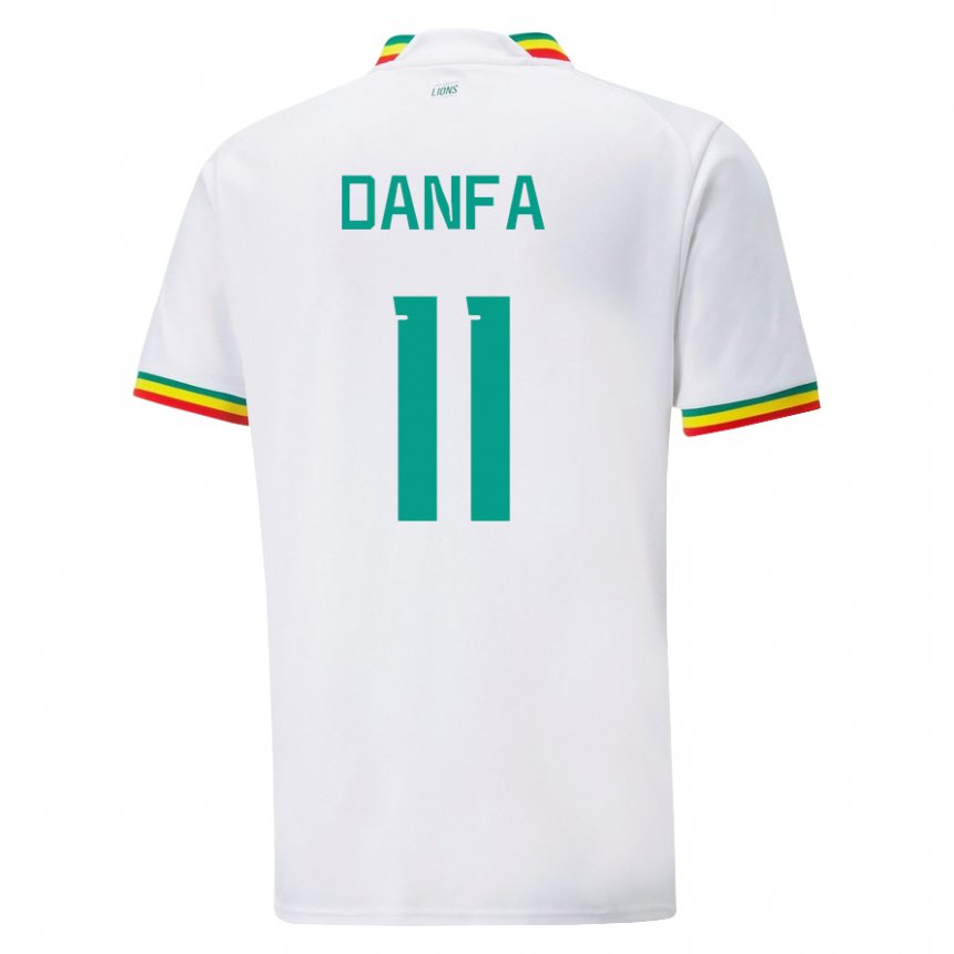 Hombre Camiseta Senegal Mamadou Danfa #11 Blanco 1ª Equipación 22-24 La Camisa