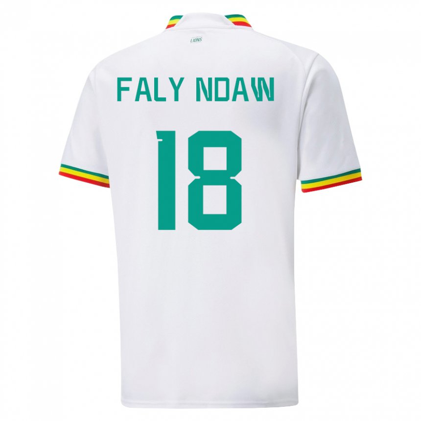 Hombre Camiseta Senegal Faly Ndaw #18 Blanco 1ª Equipación 22-24 La Camisa