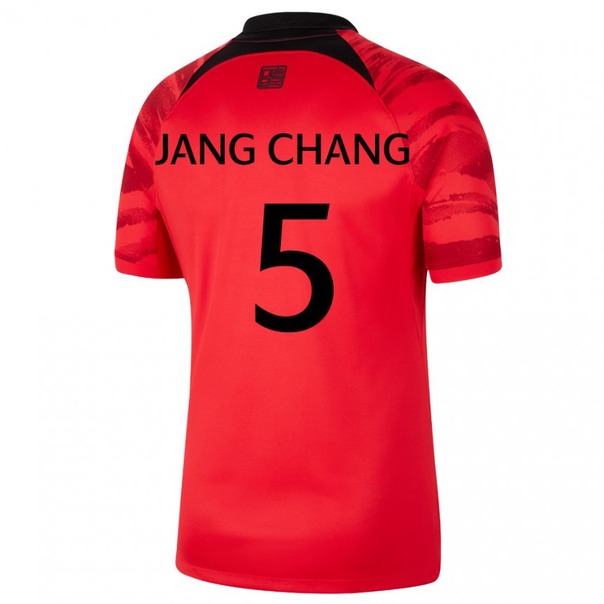 Hombre Camiseta Corea Del Sur Jang Chang #5 Negro Rojo 1ª Equipación 22-24 La Camisa