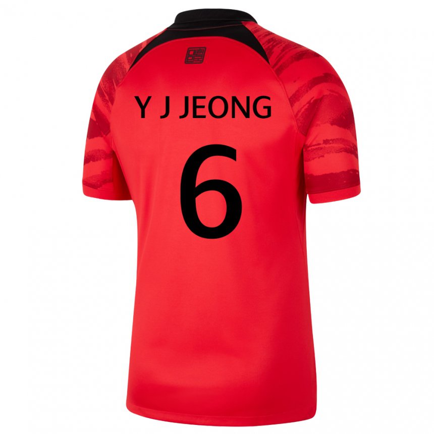 Hombre Camiseta Corea Del Sur Jeong Yu Jin #6 Negro Rojo 1ª Equipación 22-24 La Camisa