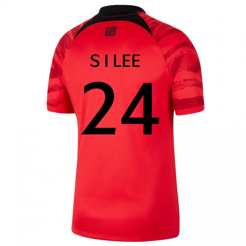 Hombre Camiseta Corea Del Sur Lee Soo In #24 Negro Rojo 1ª Equipación 22-24 La Camisa