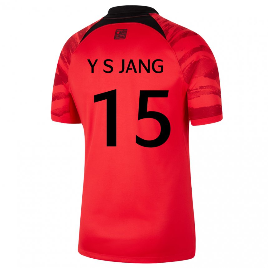 Hombre Camiseta Corea Del Sur Jang Yun Sik #15 Negro Rojo 1ª Equipación 22-24 La Camisa