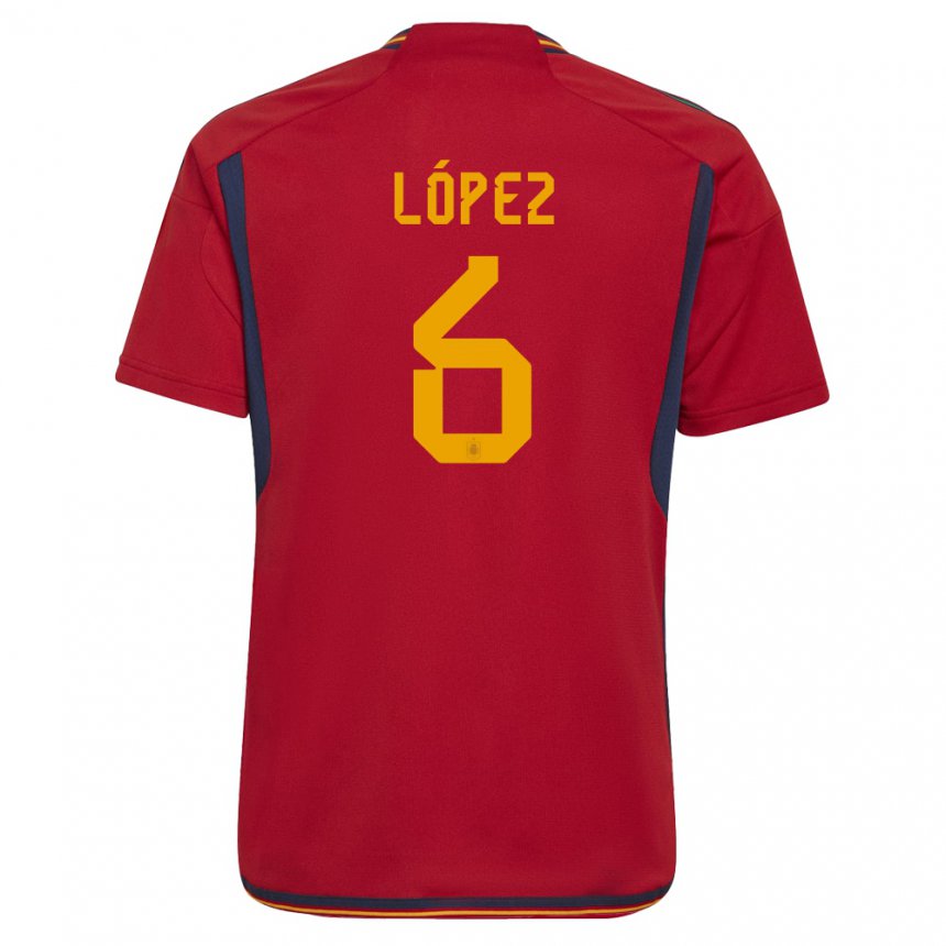 Hombre Camiseta España Maitane Lopez #6 Rojo 1ª Equipación 22-24 La Camisa