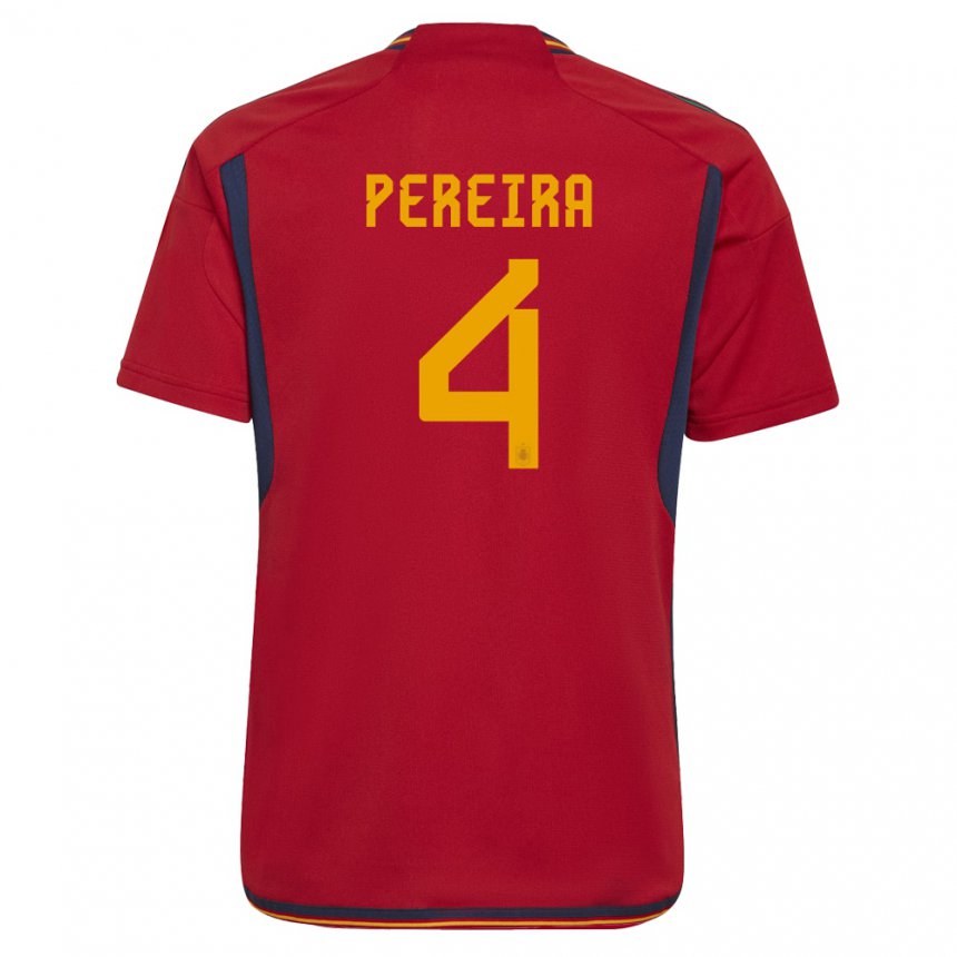 Hombre Camiseta España Andrea Pereira #4 Rojo 1ª Equipación 22-24 La Camisa