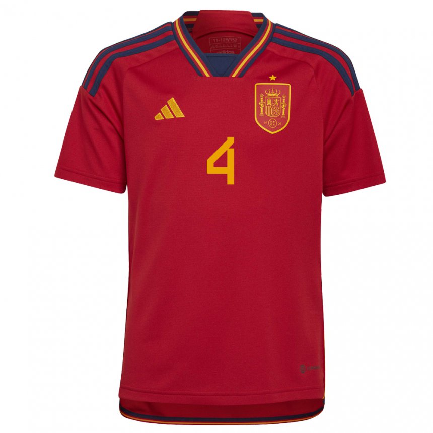 Hombre Camiseta España Andrea Pereira #4 Rojo 1ª Equipación 22-24 La Camisa