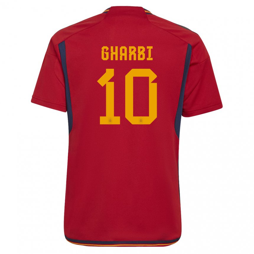 Hombre Camiseta España Ismael Gharbi #10 Rojo 1ª Equipación 22-24 La Camisa