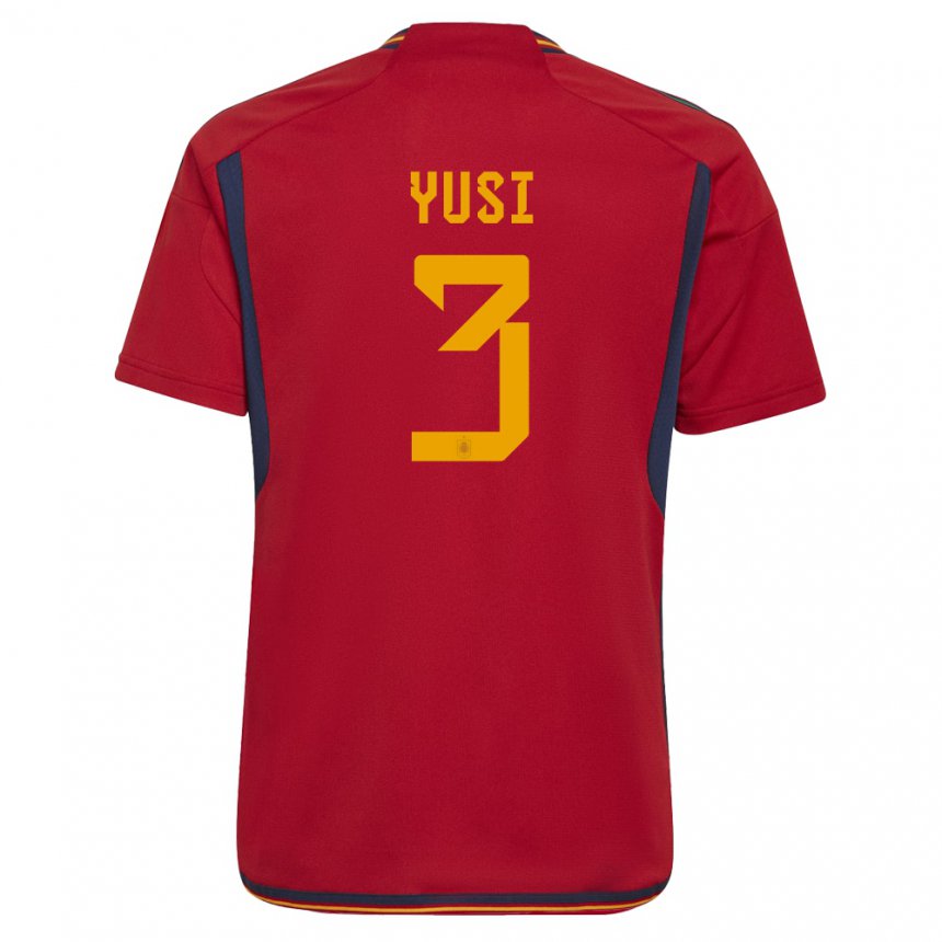 Hombre Camiseta España Yusi #3 Rojo 1ª Equipación 22-24 La Camisa