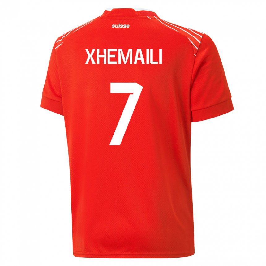 Hombre Camiseta Suiza Riola Xhemaili #7 Rojo 1ª Equipación 22-24 La Camisa