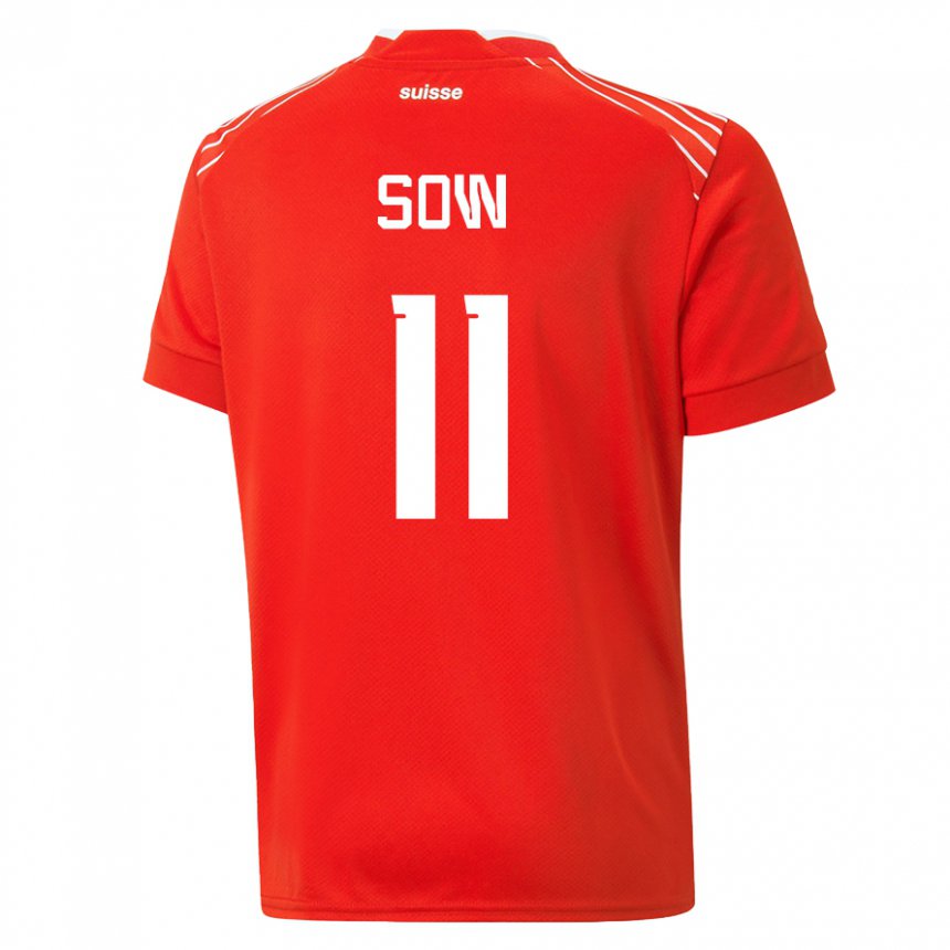 Hombre Camiseta Suiza Coumba Sow #11 Rojo 1ª Equipación 22-24 La Camisa