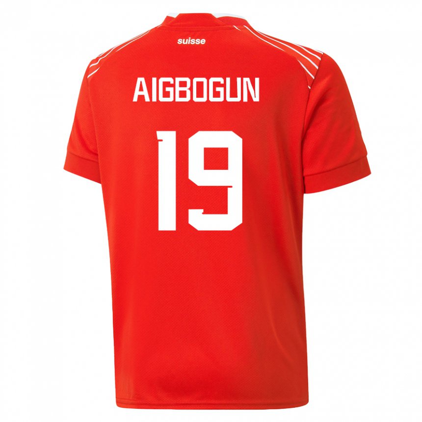 Hombre Camiseta Suiza Eseosa Aigbogun #19 Rojo 1ª Equipación 22-24 La Camisa