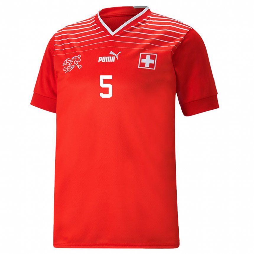 Hombre Camiseta Suiza Mischa Beeli #5 Rojo 1ª Equipación 22-24 La Camisa
