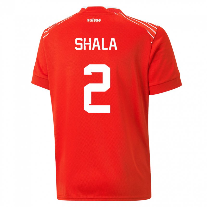 Hombre Camiseta Suiza Besnik Shala #2 Rojo 1ª Equipación 22-24 La Camisa