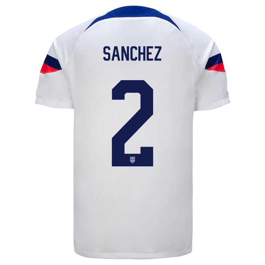 Hombre Camiseta Estados Unidos Ashley Sanchez #2 Blanco 1ª Equipación 22-24 La Camisa