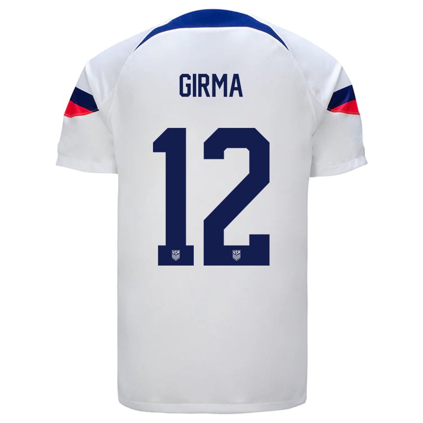 Hombre Camiseta Estados Unidos Naomi Girma #12 Blanco 1ª Equipación 22-24 La Camisa