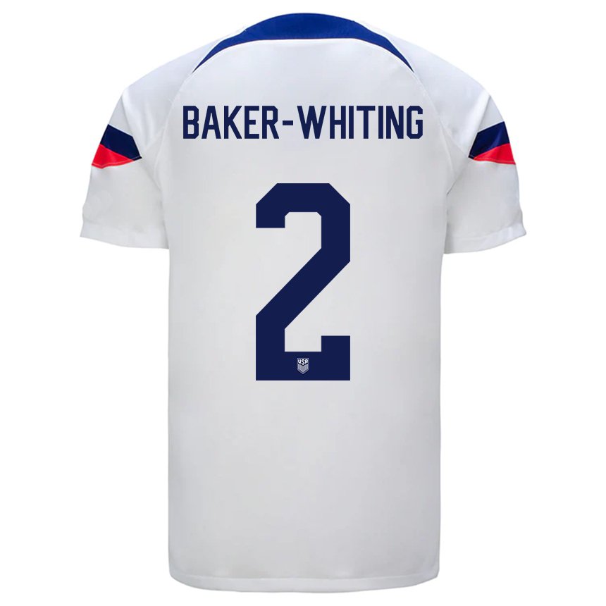 Hombre Camiseta Estados Unidos Reed Baker Whiting #2 Blanco 1ª Equipación 22-24 La Camisa