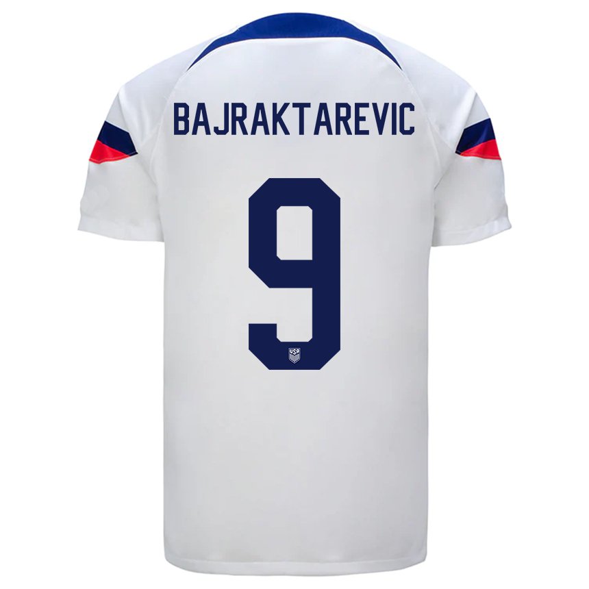Hombre Camiseta Estados Unidos Esmir Bajraktarevic #9 Blanco 1ª Equipación 22-24 La Camisa