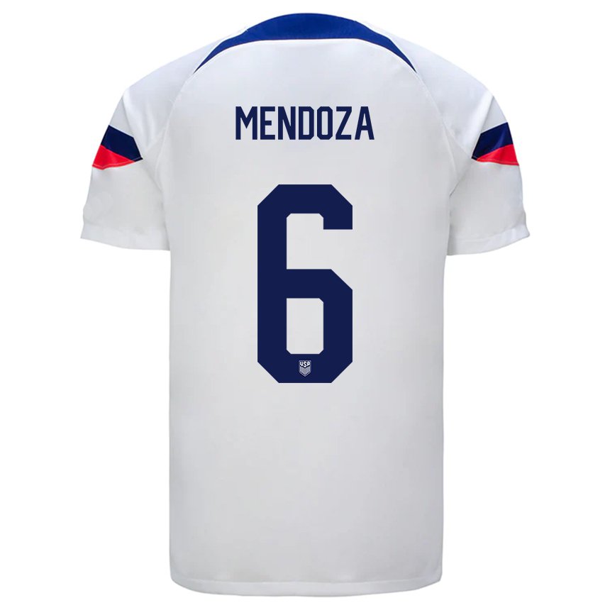Hombre Camiseta Estados Unidos Edwyn Mendoza #6 Blanco 1ª Equipación 22-24 La Camisa