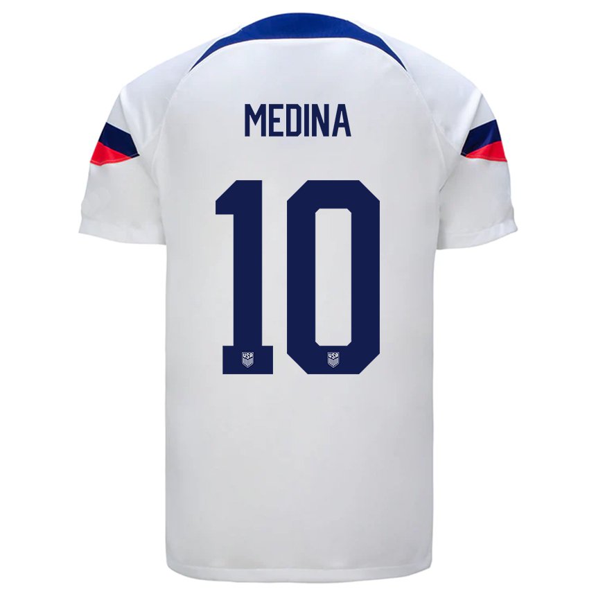Hombre Camiseta Estados Unidos Cruz Medina #10 Blanco 1ª Equipación 22-24 La Camisa