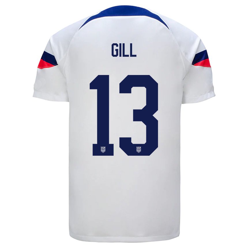 Hombre Camiseta Estados Unidos Adrian Gill #13 Blanco 1ª Equipación 22-24 La Camisa