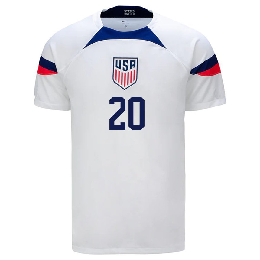 Hombre Camiseta Estados Unidos David Vazquez #20 Blanco 1ª Equipación 22-24 La Camisa