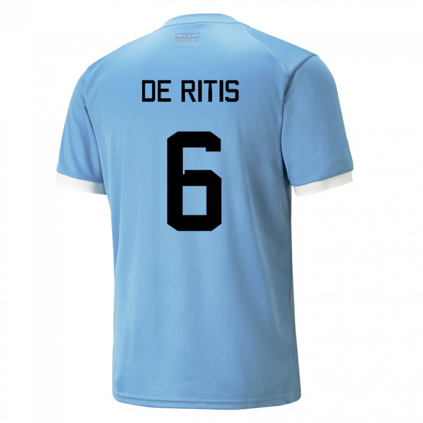 Hombre Camiseta Uruguay Mathias De Ritis #6 Azul 1ª Equipación 22-24 La Camisa