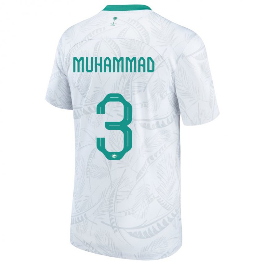 Hombre Camiseta Arabia Saudita Lin Muhammad #3 Blanco 1ª Equipación 22-24 La Camisa