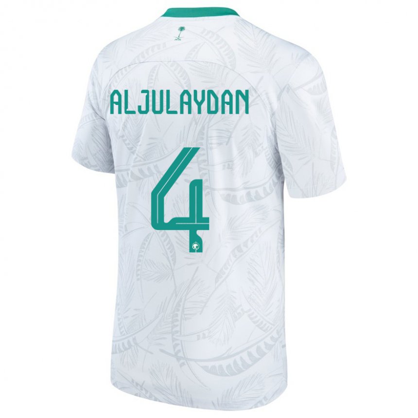Hombre Camiseta Arabia Saudita Ahmed Aljulaydan #4 Blanco 1ª Equipación 22-24 La Camisa