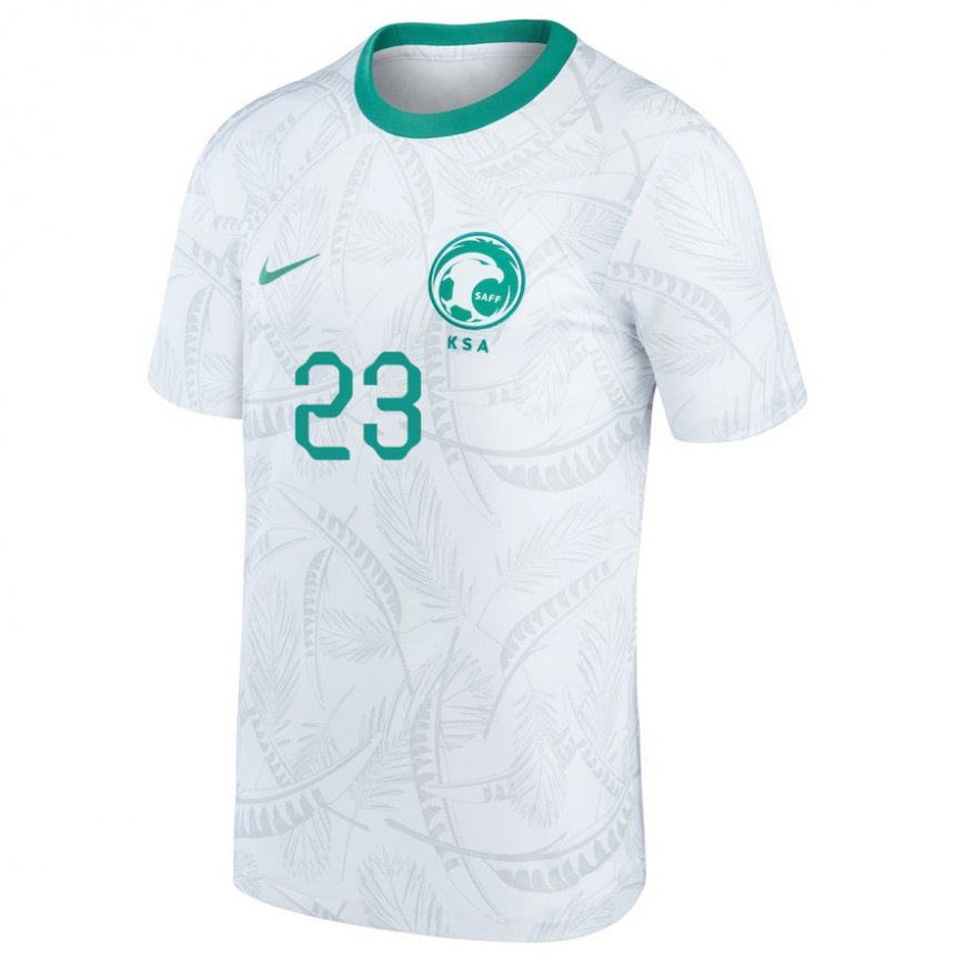 Hombre Camiseta Arabia Saudita Yazeed Jawshan #23 Blanco 1ª Equipación 22-24 La Camisa