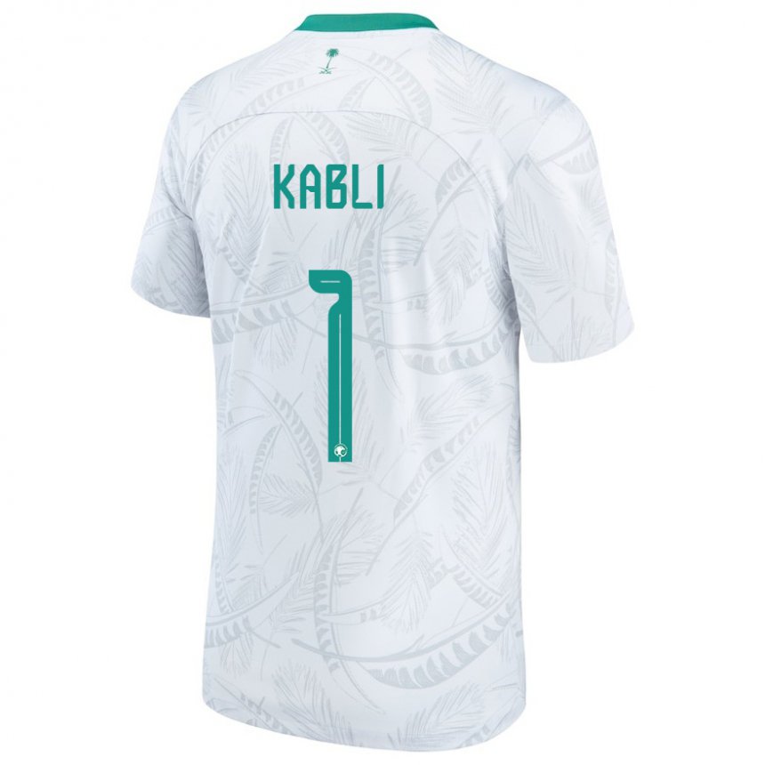 Hombre Camiseta Arabia Saudita Bader Kabli #1 Blanco 1ª Equipación 22-24 La Camisa