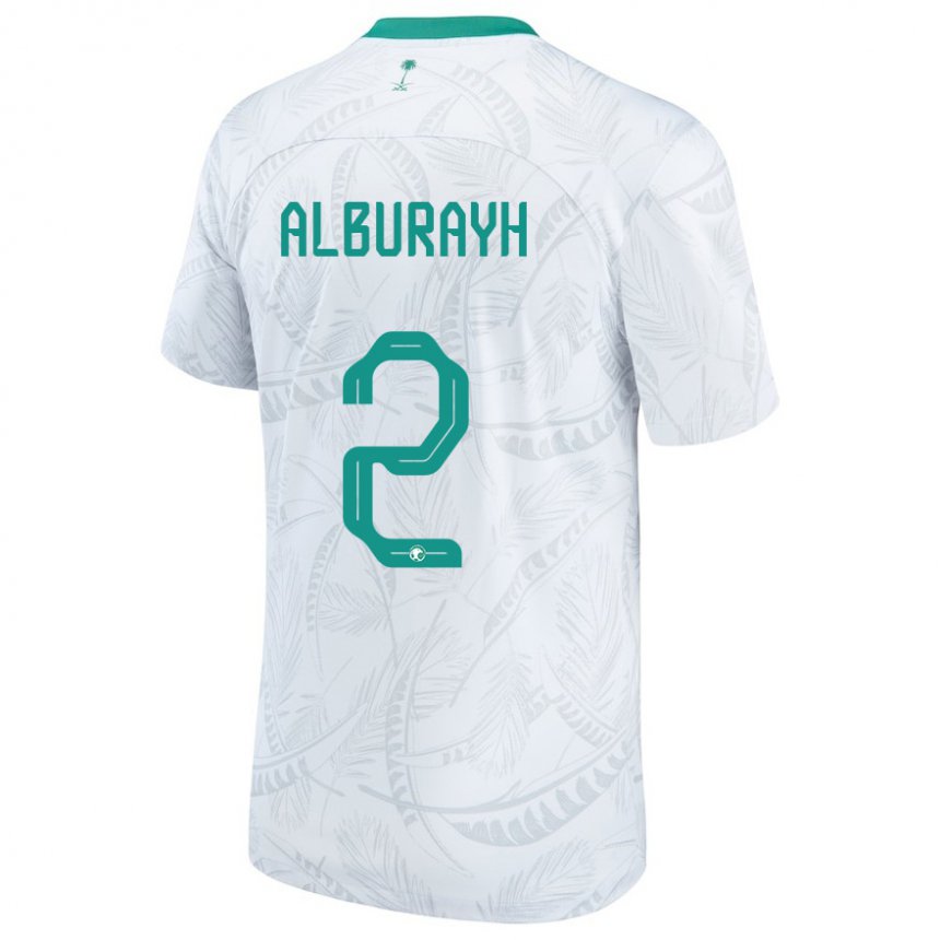 Hombre Camiseta Arabia Saudita Mahmood Alburayh #2 Blanco 1ª Equipación 22-24 La Camisa