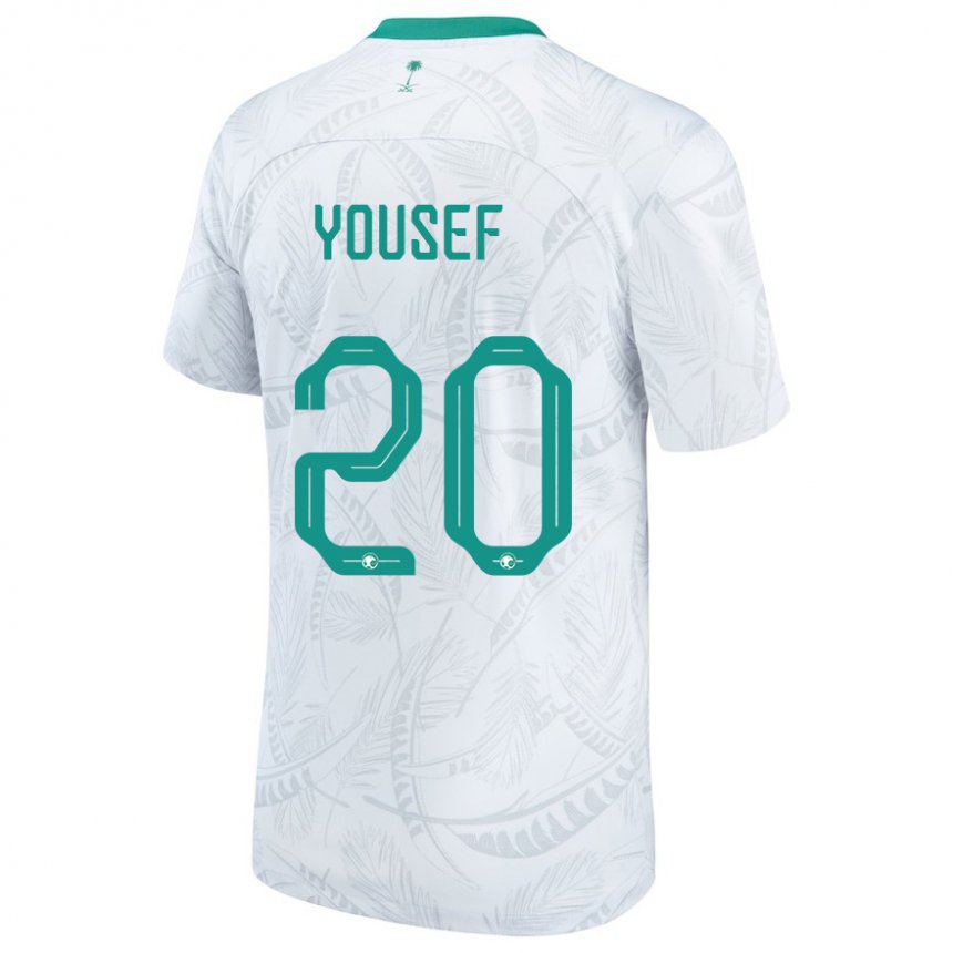 Hombre Camiseta Arabia Saudita Fares Yousef #20 Blanco 1ª Equipación 22-24 La Camisa