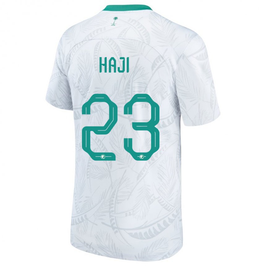 Hombre Camiseta Arabia Saudita Talal Haji #23 Blanco 1ª Equipación 22-24 La Camisa