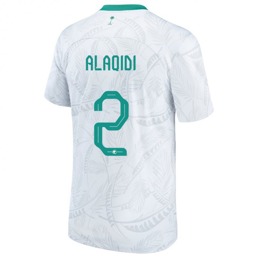 Hombre Camiseta Arabia Saudita Nawaf Alaqidi #2 Blanco 1ª Equipación 22-24 La Camisa